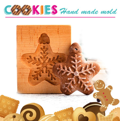 Cross-Border Cookie Mold Cutter Beech Cookie Shortbread Wooden Cookie Mold Biscuit Mold Flower