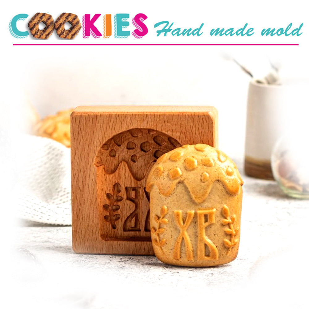 Cross-Border Cookie Mold Cutter Beech Cookie Shortbread Wooden Cookie Mold Biscuit Mold Flower
