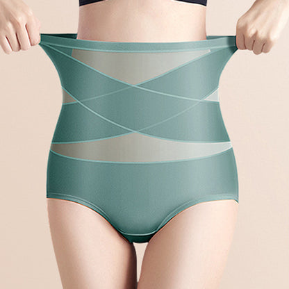 lusailstore - Plus-Size High-Waist Cross Tummy Control Panties