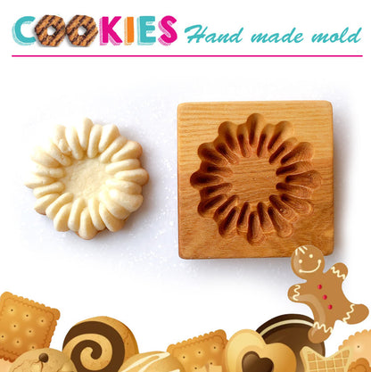 Cross-Border Cookie Mold Cutter Beech Cookie Shortbread Wooden Cookie Mold Biscuit Mold Flower