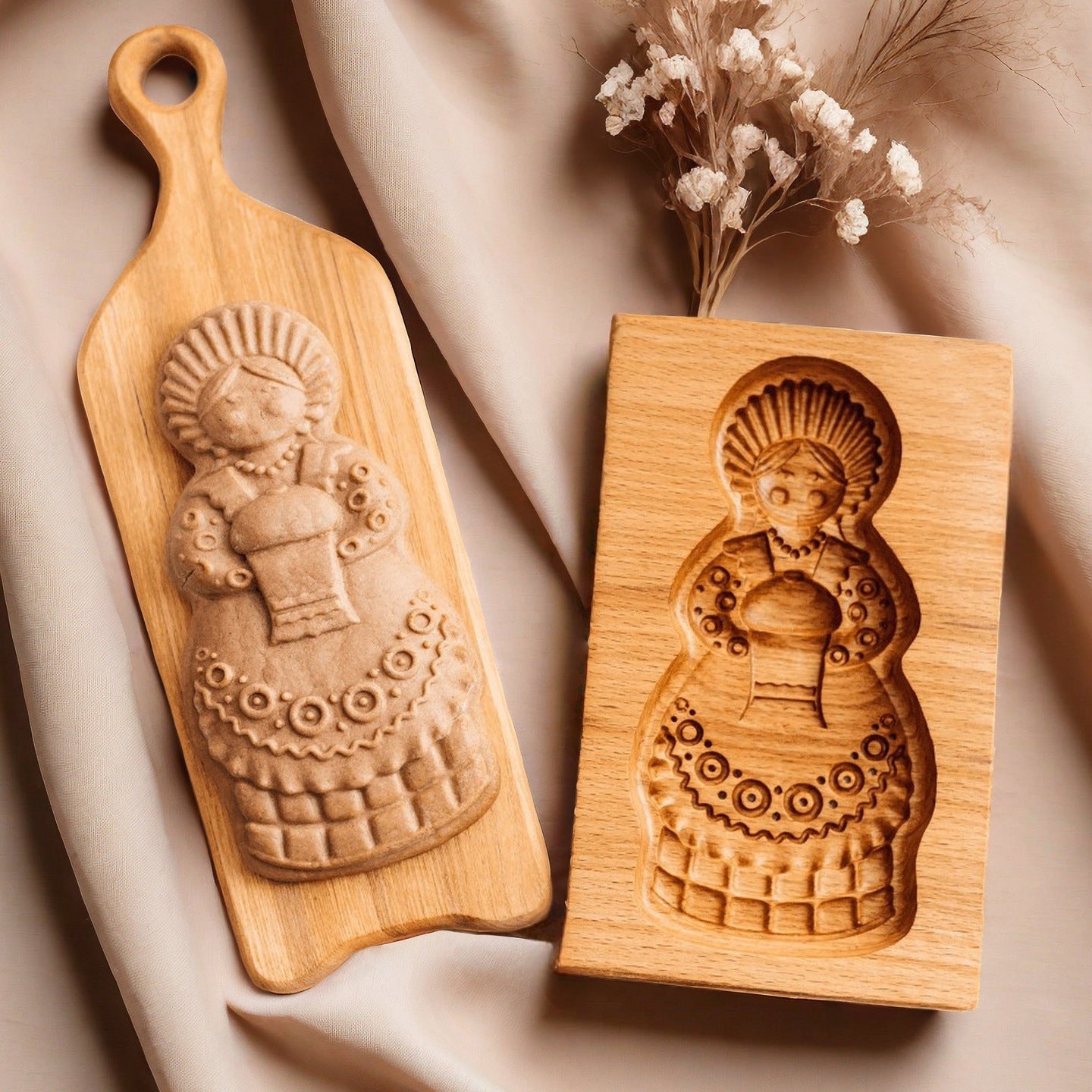 Cross-Border Cookie Mold Cutter Beech Cookie Shortbread Wooden Cookie Mold Biscuit Mold Flower