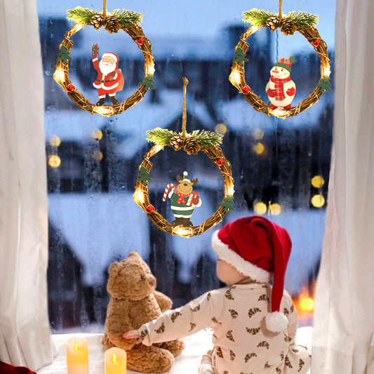 lusailstore - Santa Claus snowman window hanging lights