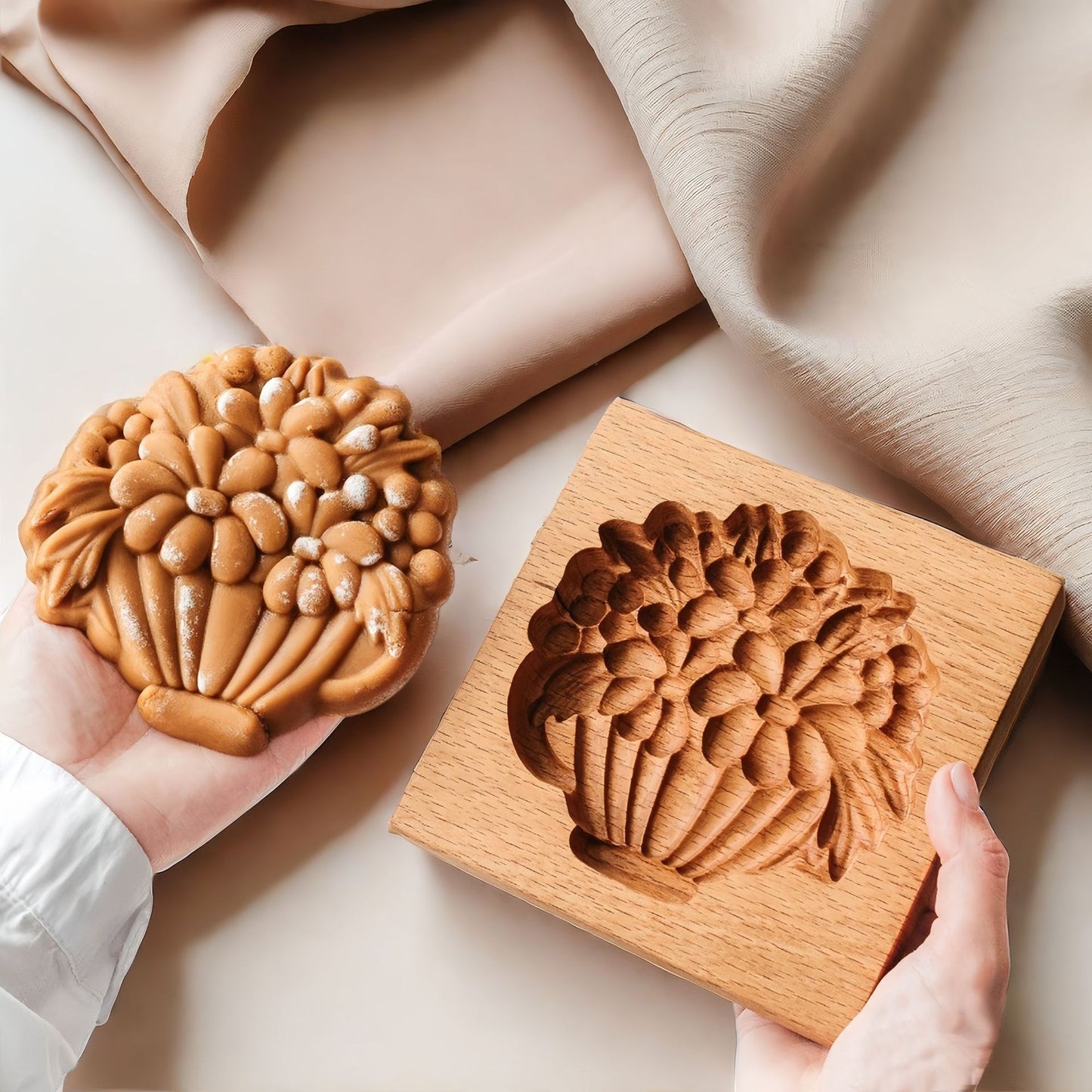 Cross-Border Cookie Mold Cutter Beech Cookie Shortbread Wooden Cookie Mold Biscuit Mold Flower