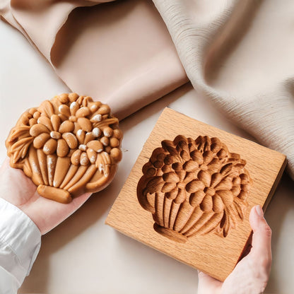 Cross-Border Cookie Mold Cutter Beech Cookie Shortbread Wooden Cookie Mold Biscuit Mold Flower
