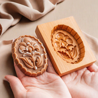 Cross-Border Cookie Mold Cutter Beech Cookie Shortbread Wooden Cookie Mold Biscuit Mold Flower