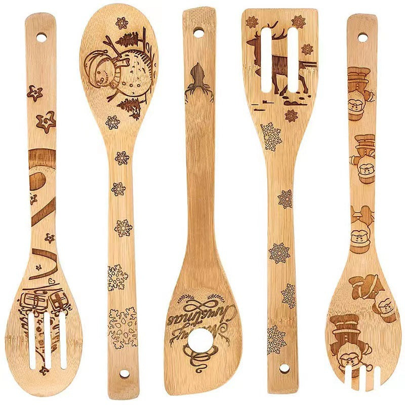 lusailstore - laser engraved logo bamboo spoon spatula sets