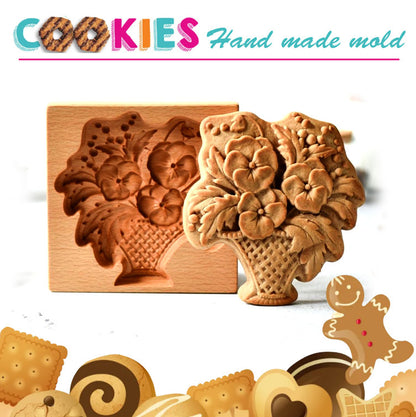 Cross-Border Cookie Mold Cutter Beech Cookie Shortbread Wooden Cookie Mold Biscuit Mold Flower