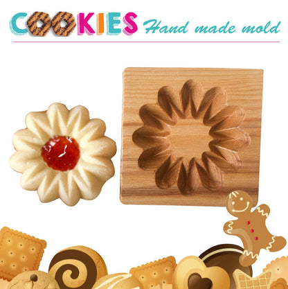 Cross-Border Cookie Mold Cutter Beech Cookie Shortbread Wooden Cookie Mold Biscuit Mold Flower