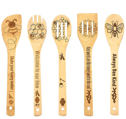 lusailstore - laser engraved logo bamboo spoon spatula sets