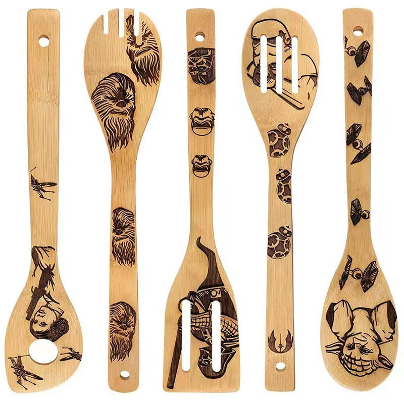 lusailstore - laser engraved logo bamboo spoon spatula sets