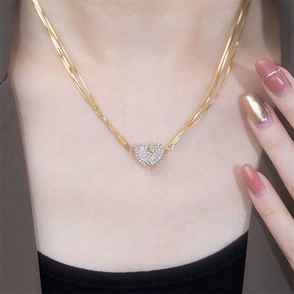 lusailstore - Magnetic heart patchwork necklace