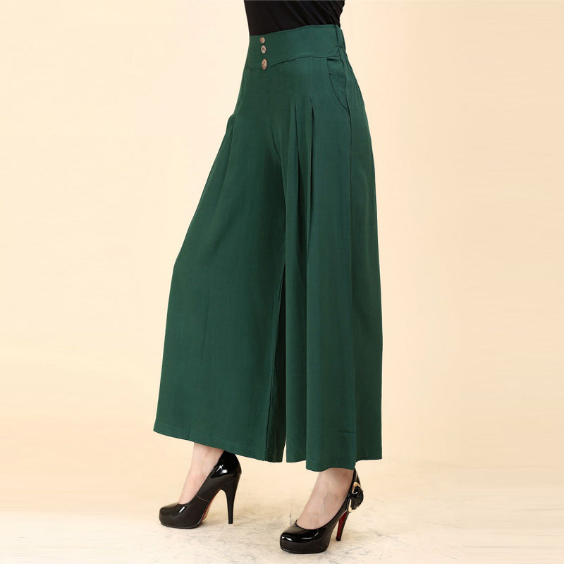 lusailstore-High-waisted Linen Wide-leg Trousers