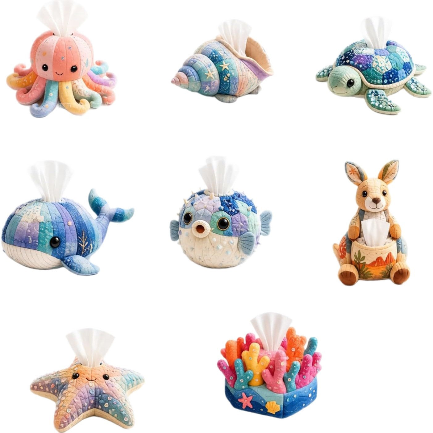 Cross-Border Patchwork Turtle-Shaped Tissue Box Diy Patchwork Animal-Shaped Tissue Box