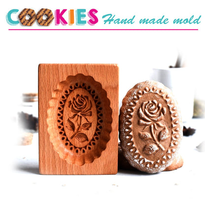 Cross-Border Cookie Mold Cutter Beech Cookie Shortbread Wooden Cookie Mold Biscuit Mold Flower