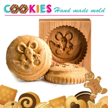 Cross-Border Cookie Mold Cutter Beech Cookie Shortbread Wooden Cookie Mold Biscuit Mold Flower