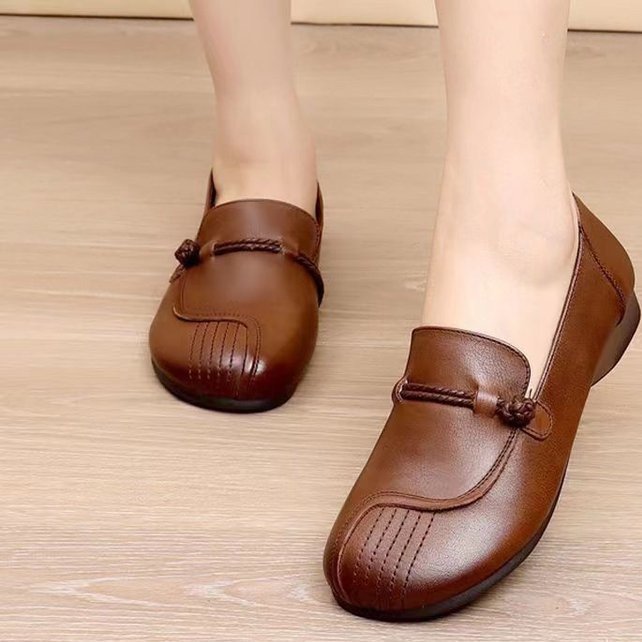 lusailstore-Mom leather soft sole shoes