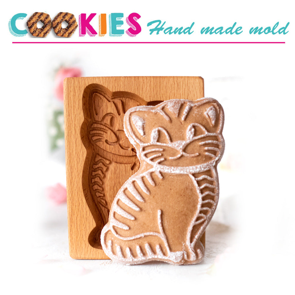 Cross-Border Cookie Mold Cutter Beech Cookie Shortbread Wooden Cookie Mold Biscuit Mold Flower