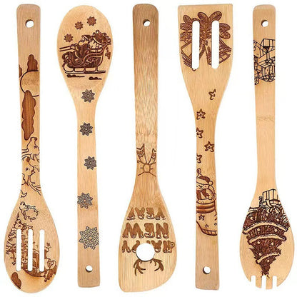 lusailstore - laser engraved logo bamboo spoon spatula sets