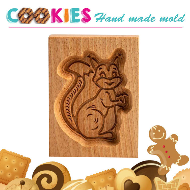 Cross-Border Cookie Mold Cutter Beech Cookie Shortbread Wooden Cookie Mold Biscuit Mold Flower