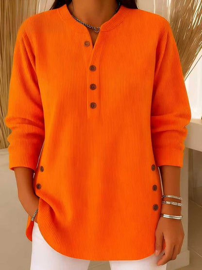 lusailstore -  Women's Solid Color Crew Neck Long Sleeve Casual Loose Knit Pullover