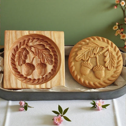 Cross-Border Cookie Mold Cutter Beech Cookie Shortbread Wooden Cookie Mold Biscuit Mold Flower