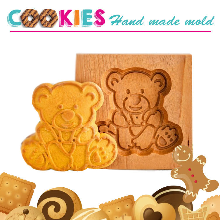 Cross-Border Cookie Mold Cutter Beech Cookie Shortbread Wooden Cookie Mold Biscuit Mold Flower