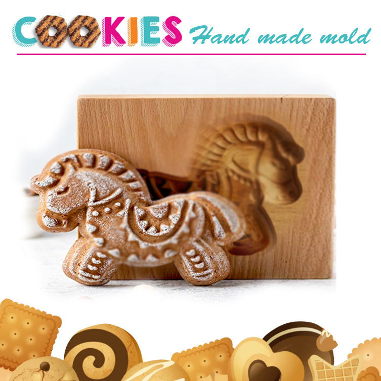 Cross-Border Cookie Mold Cutter Beech Cookie Shortbread Wooden Cookie Mold Biscuit Mold Flower
