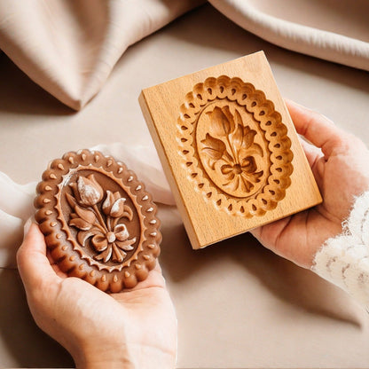 Cross-Border Cookie Mold Cutter Beech Cookie Shortbread Wooden Cookie Mold Biscuit Mold Flower