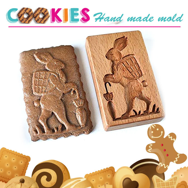 Cross-Border Cookie Mold Cutter Beech Cookie Shortbread Wooden Cookie Mold Biscuit Mold Flower
