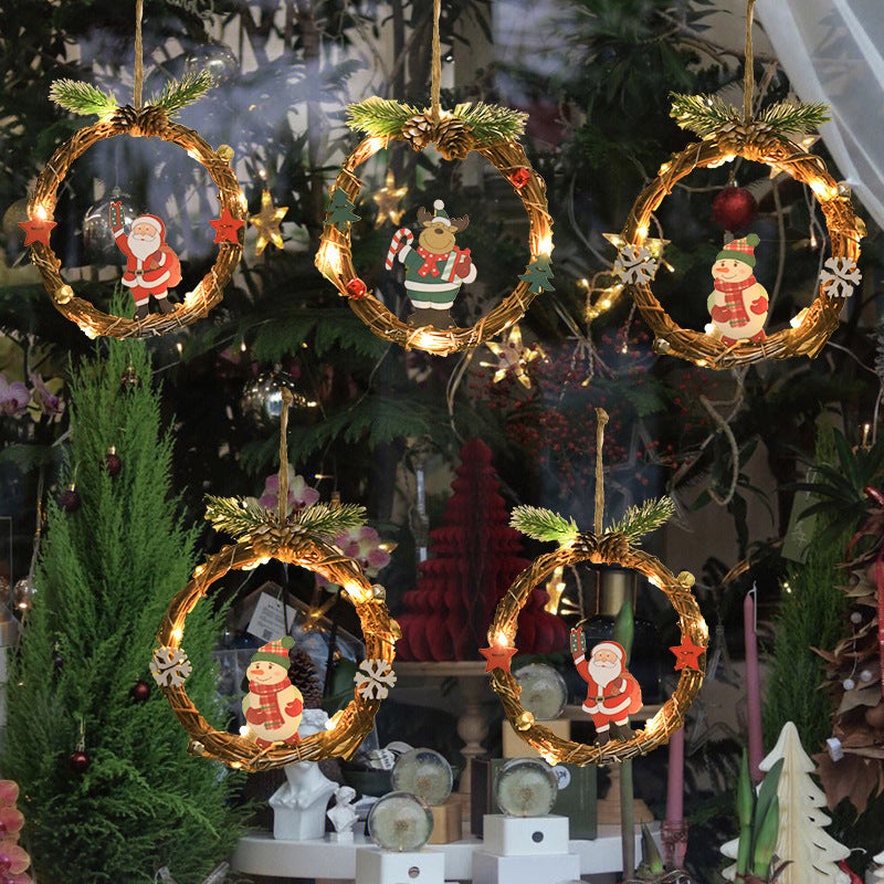 lusailstore - Santa Claus snowman window hanging lights