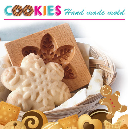 Cross-Border Cookie Mold Cutter Beech Cookie Shortbread Wooden Cookie Mold Biscuit Mold Flower