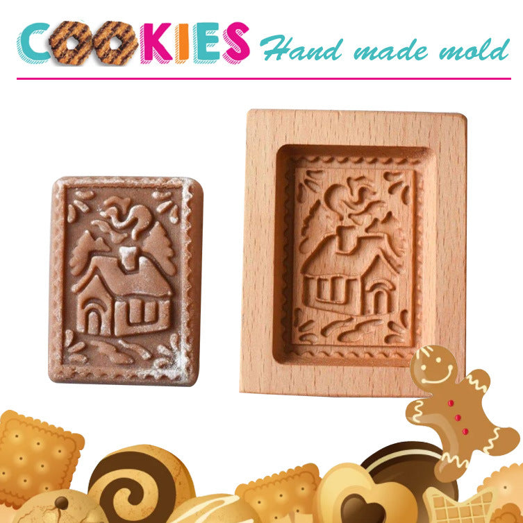 Cross-Border Cookie Mold Cutter Beech Cookie Shortbread Wooden Cookie Mold Biscuit Mold Flower