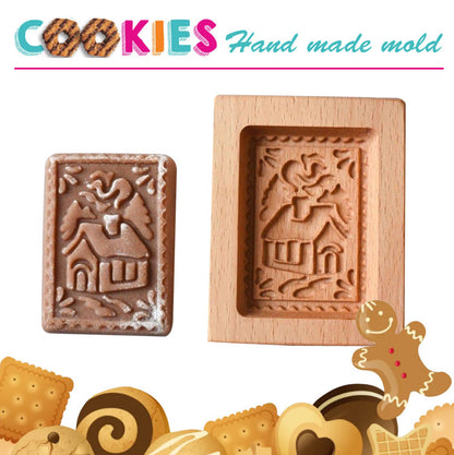 Cross-Border Cookie Mold Cutter Beech Cookie Shortbread Wooden Cookie Mold Biscuit Mold Flower