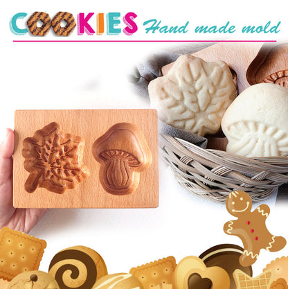 Cross-Border Cookie Mold Cutter Beech Cookie Shortbread Wooden Cookie Mold Biscuit Mold Flower