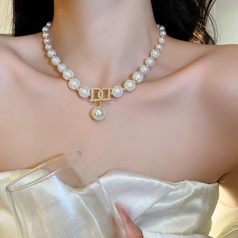 lusailstore - Magnetic heart-shaped pearl pendant necklace