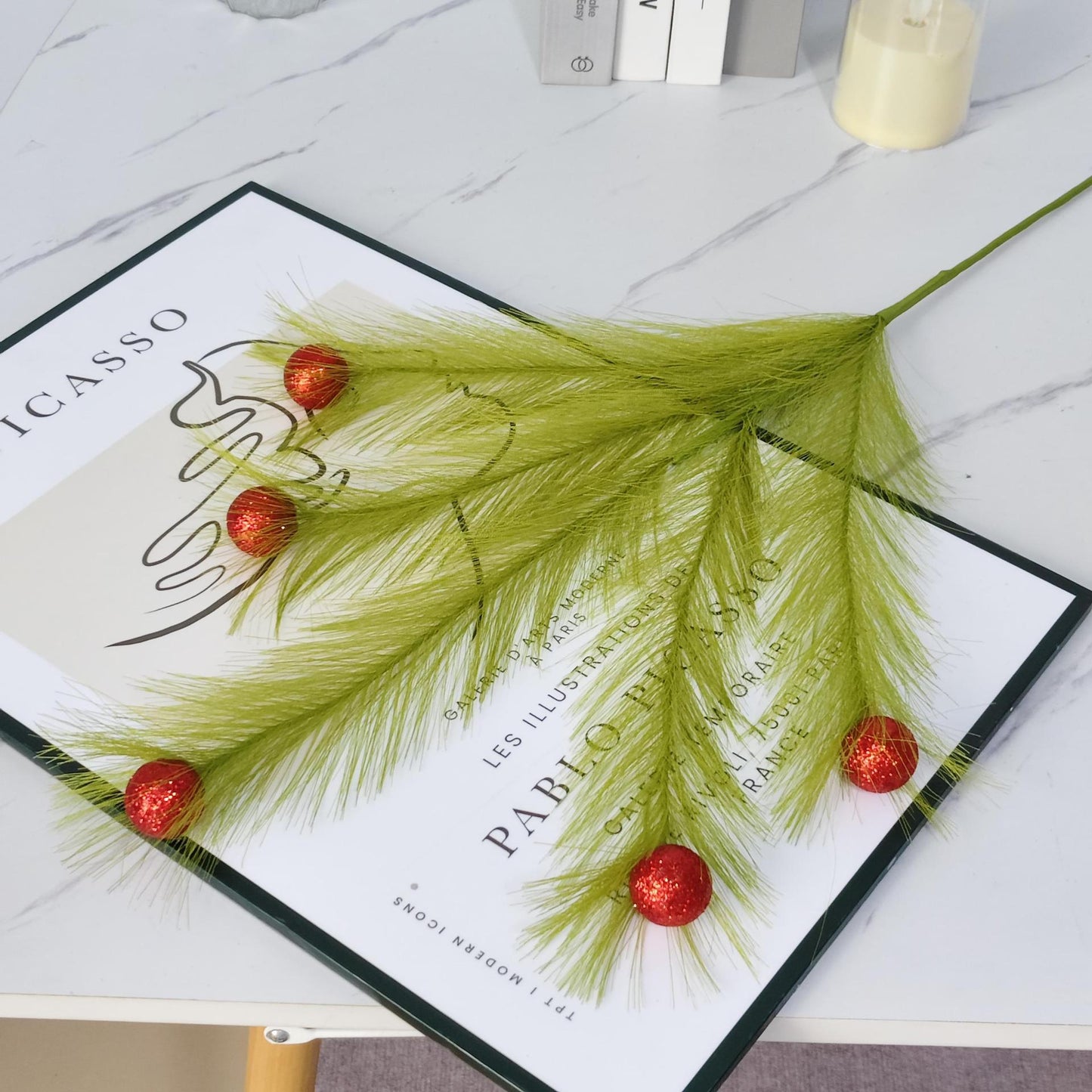 lusailstore - christmas reed grass elf ball simulation green plants