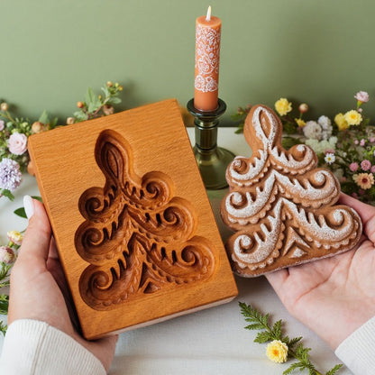 Cross-Border Cookie Mold Cutter Beech Cookie Shortbread Wooden Cookie Mold Biscuit Mold Flower
