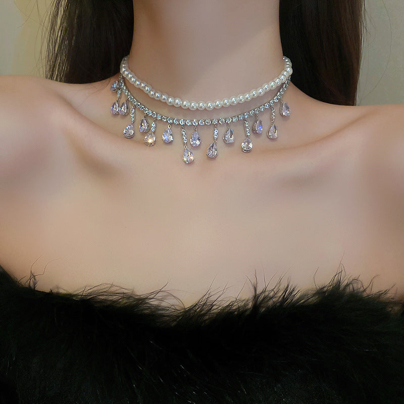 lusailstore - Magnetic heart-shaped pearl pendant necklace