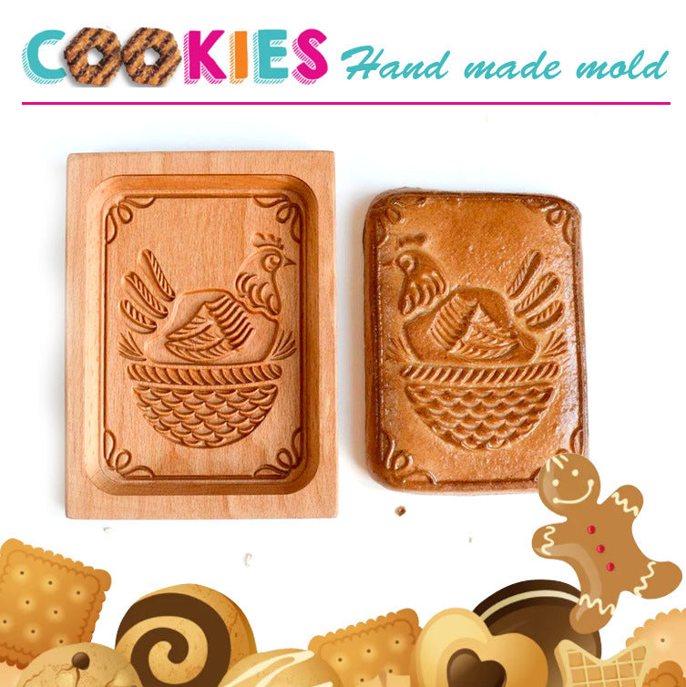 Cross-Border Cookie Mold Cutter Beech Cookie Shortbread Wooden Cookie Mold Biscuit Mold Flower