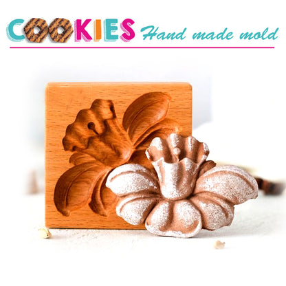 Cross-Border Cookie Mold Cutter Beech Cookie Shortbread Wooden Cookie Mold Biscuit Mold Flower