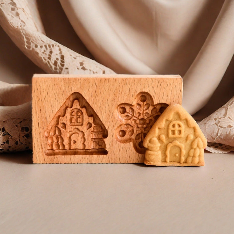Cross-Border Cookie Mold Cutter Beech Cookie Shortbread Wooden Cookie Mold Biscuit Mold Flower