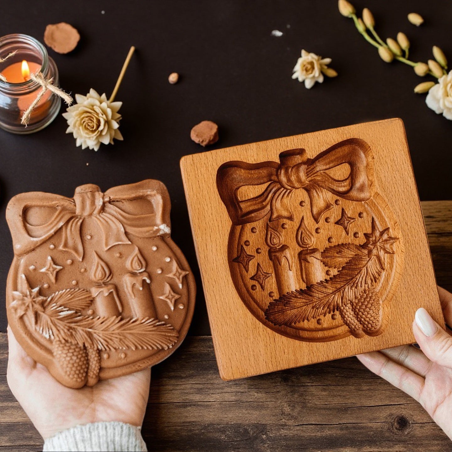 Cross-Border Cookie Mold Cutter Beech Cookie Shortbread Wooden Cookie Mold Biscuit Mold Flower