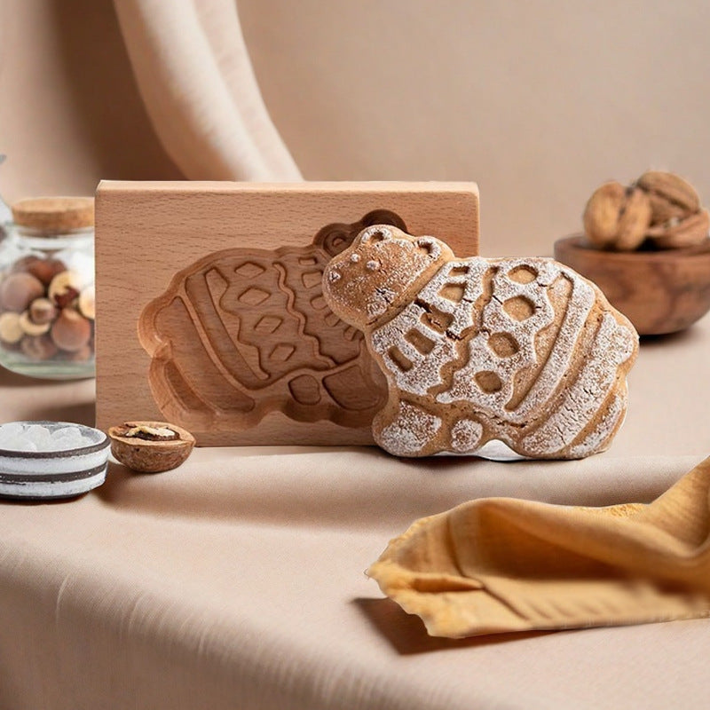 Cross-Border Cookie Mold Cutter Beech Cookie Shortbread Wooden Cookie Mold Biscuit Mold Flower