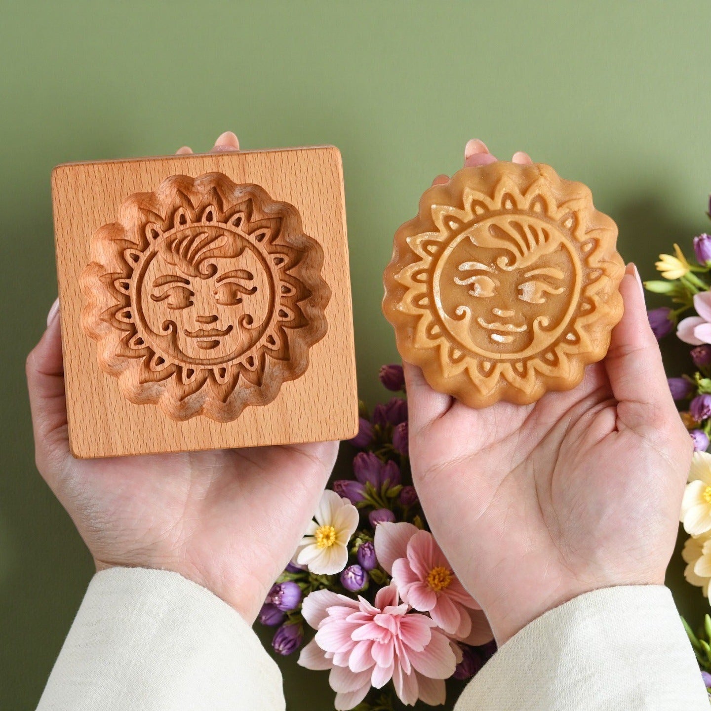 Cross-Border Cookie Mold Cutter Beech Cookie Shortbread Wooden Cookie Mold Biscuit Mold Flower