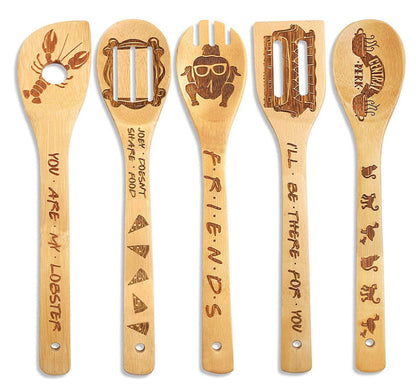 lusailstore - laser engraved logo bamboo spoon spatula sets