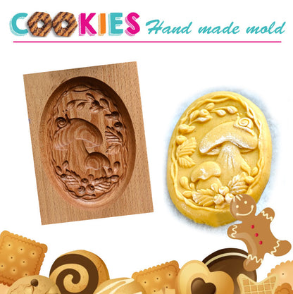 Cross-Border Cookie Mold Cutter Beech Cookie Shortbread Wooden Cookie Mold Biscuit Mold Flower