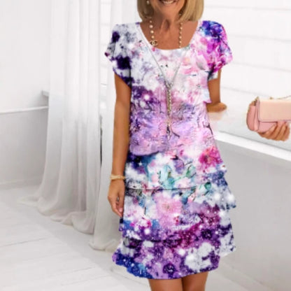 lusailstore -  Multi-floral print layered dress