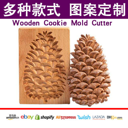 Cross-Border Cookie Mold Cutter Beech Cookie Shortbread Wooden Cookie Mold Biscuit Mold Flower