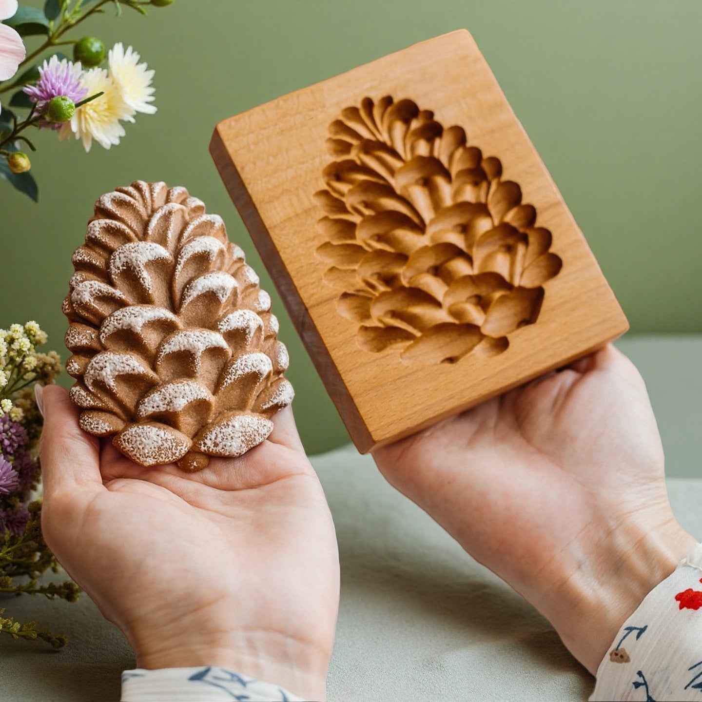 Cross-Border Cookie Mold Cutter Beech Cookie Shortbread Wooden Cookie Mold Biscuit Mold Flower