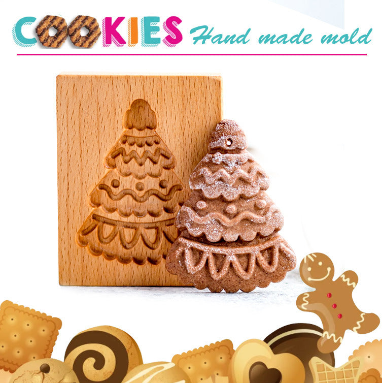 Cross-Border Cookie Mold Cutter Beech Cookie Shortbread Wooden Cookie Mold Biscuit Mold Flower